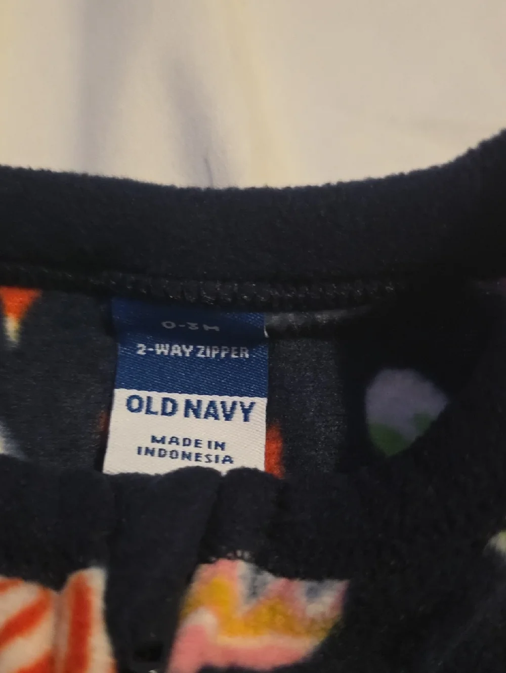 Old Navy Navy Multi Ornament Fleece Footed One-Piece